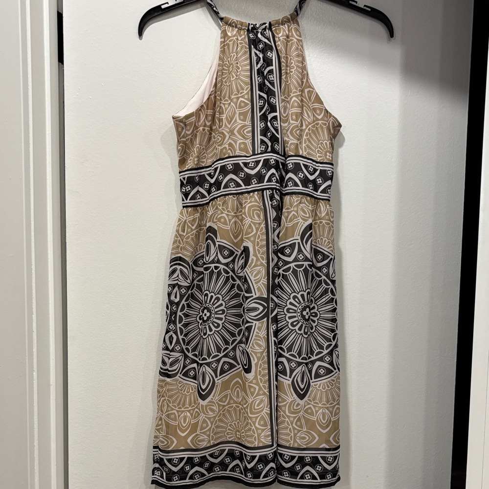 Beautiful London Times Tan and Black Midi Dress